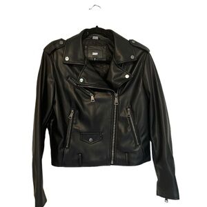 Vegan Leather DKNY Moto Jacket- No belt